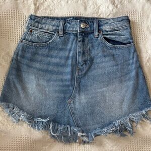 We the Free Frayed Hem Denim Skirt